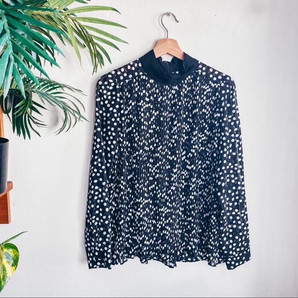 Zara Tops - NEW Zara Polka Dot Long Sleeve Black and White Top